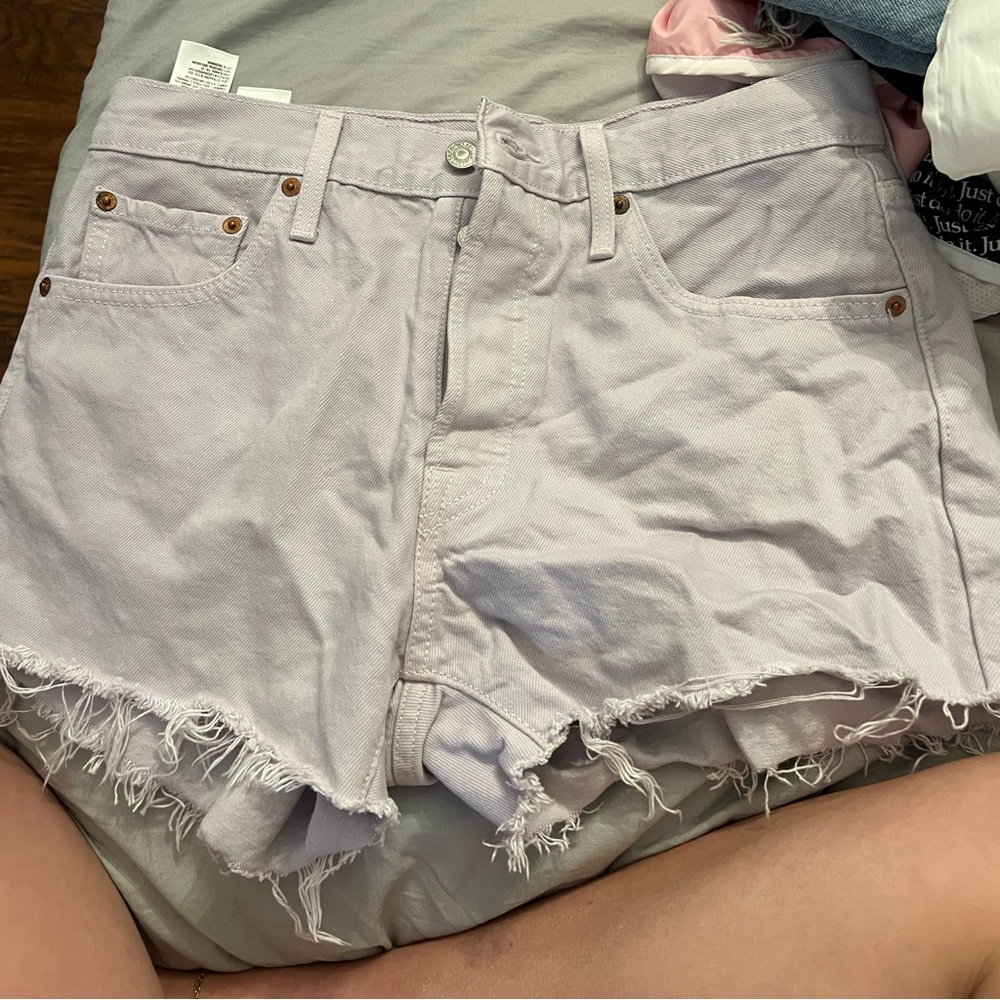 Very pale lavender levi shorts